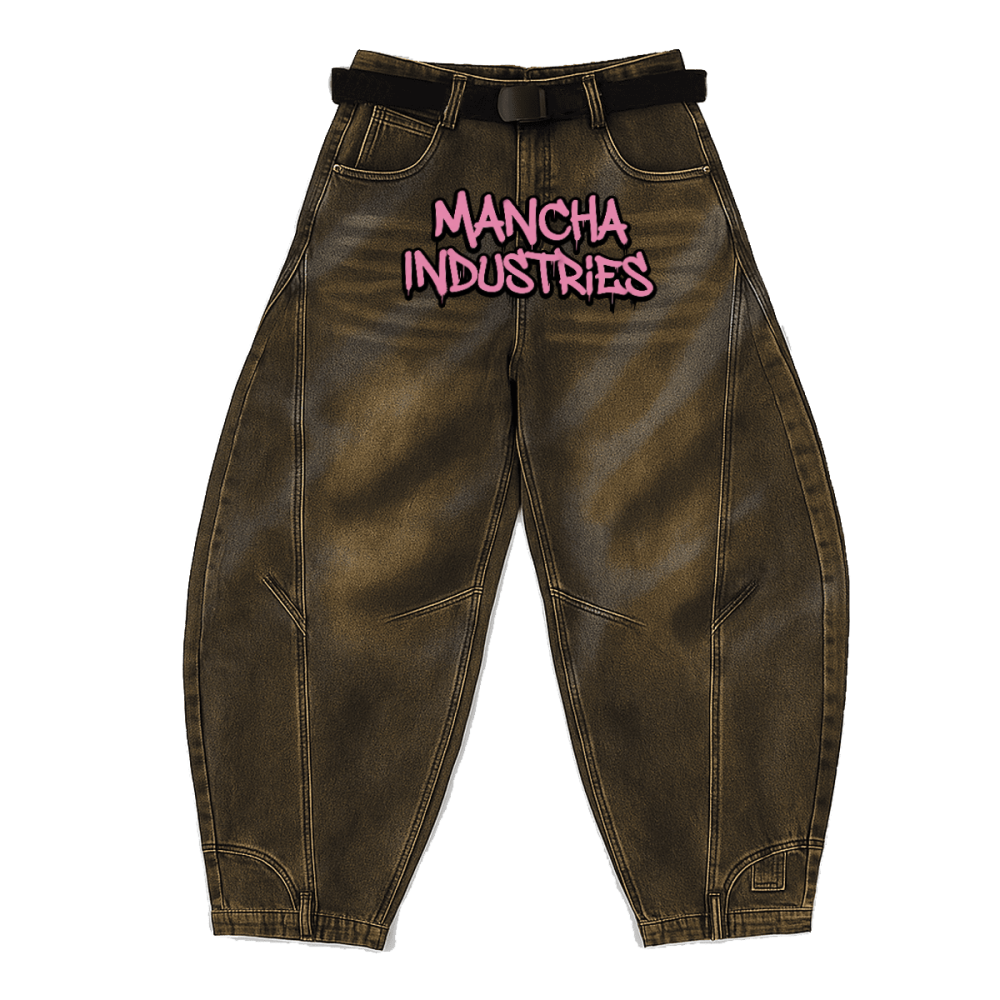 Unisex Loose-Fit Washed Curved Denim Jeans
