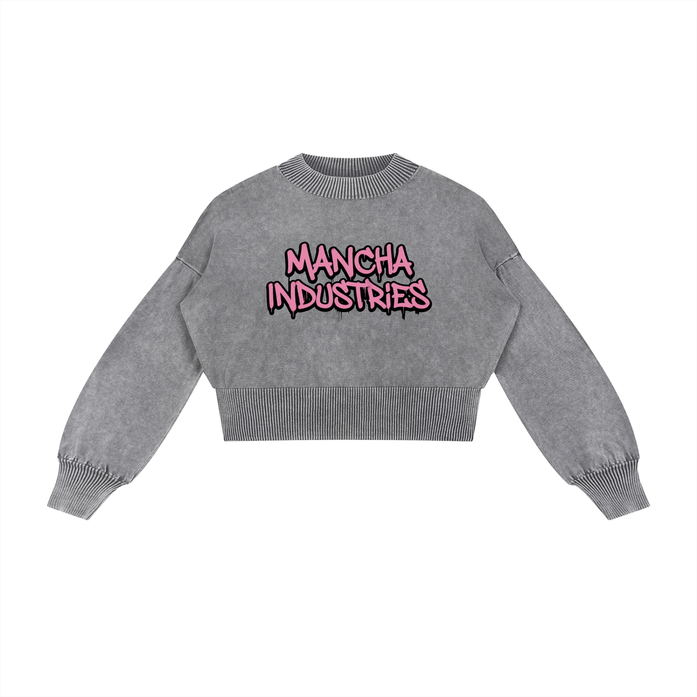 Mineral Wash Balloon Sleeve Cropped Sweater