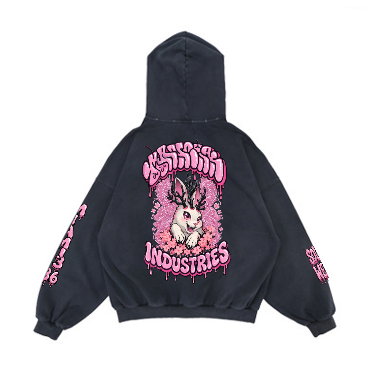Xi-le bunny Heavyweight Reverse Pocket Design Distressed Hoodie (440GSM)