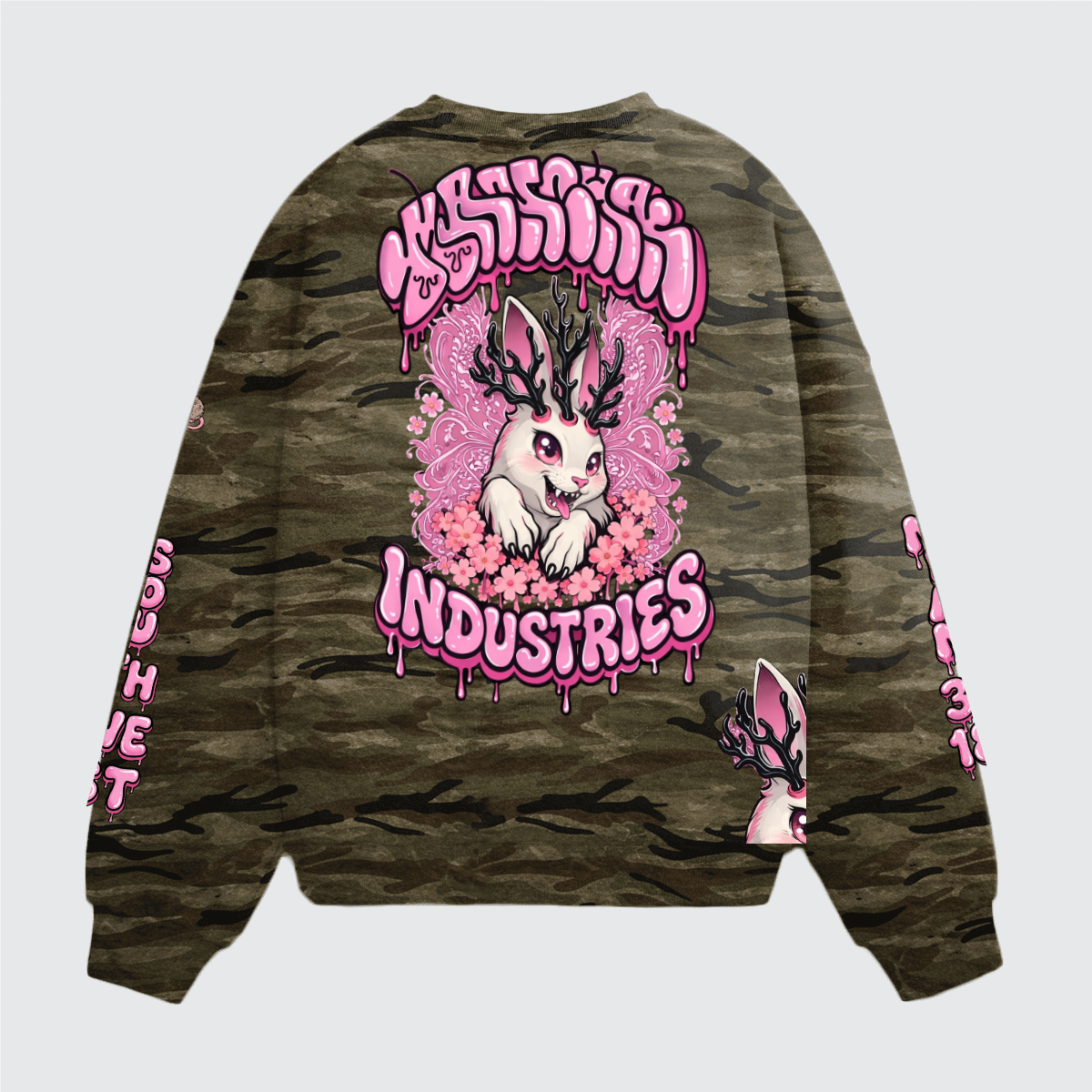 Unisex Oversized Heavyweight Camo Crewneck Sweatshirt (400GSM)