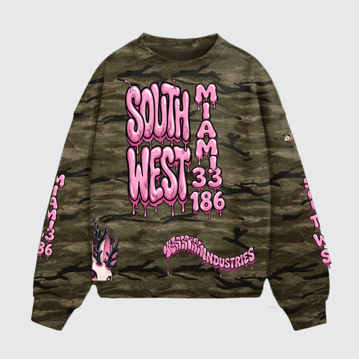 Unisex Oversized Heavyweight Camo Crewneck Sweatshirt (400GSM)