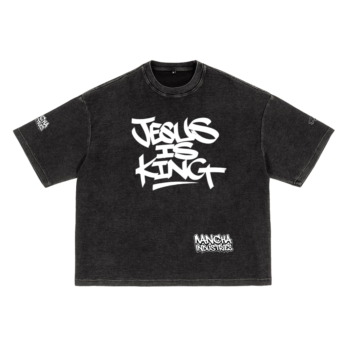 Jesus is king Heavyweight Waffle-Texture Washed Cropped Boxy T-Shirt (250GSM)