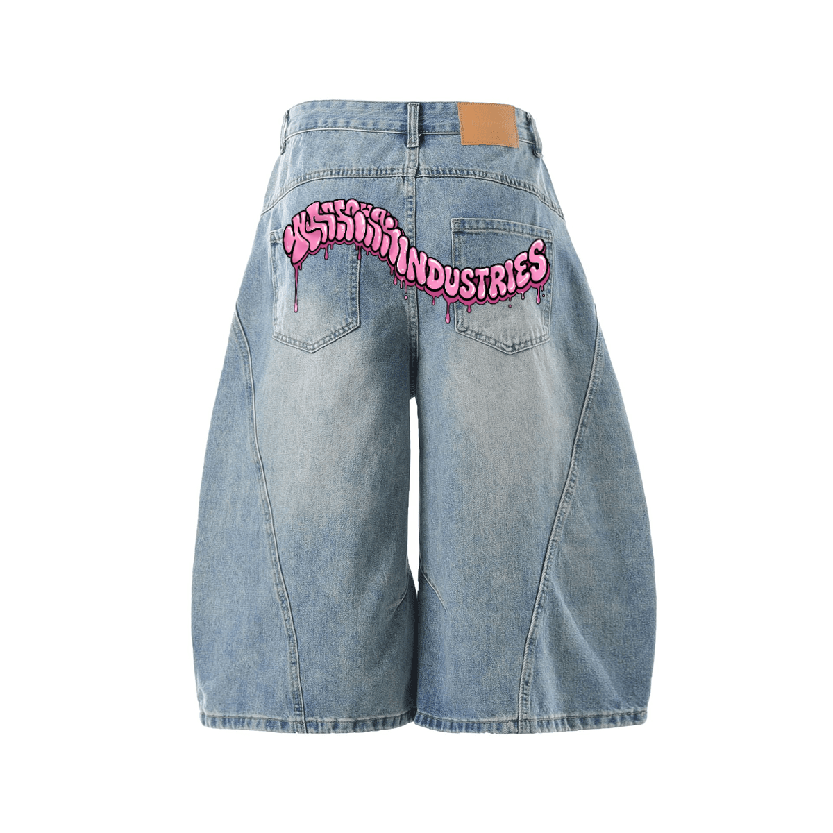 Unisex Wide-Leg Curved Blade Denim Shorts