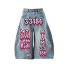 Unisex Wide-Leg Curved Blade Denim Shorts