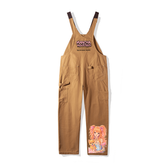 Unisex Loose-Fit Utility Bib Overall Jumpsuit