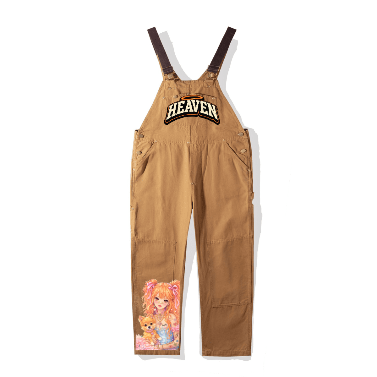 Unisex Loose-Fit Utility Bib Overall Jumpsuit