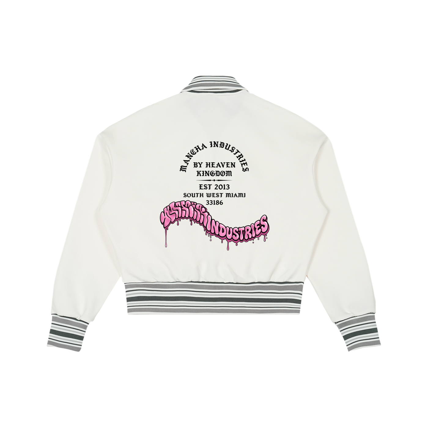 Striped Rib Collar Zip Jacket