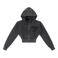 Vintage Washed Cropped Fleece Hoodie