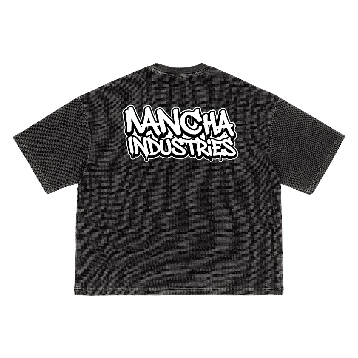 Heavyweight Waffle-Texture Washed Cropped Boxy T-Shirt (250GSM)
