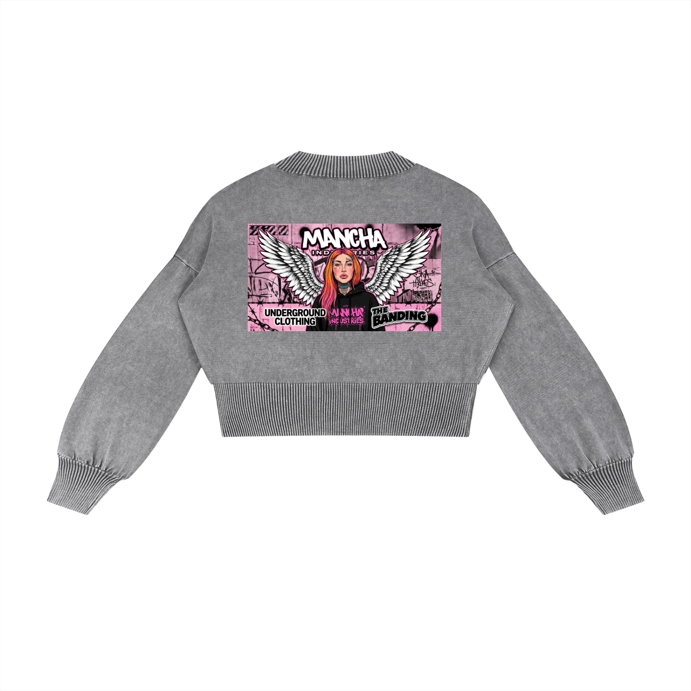 Mineral Wash Balloon Sleeve Cropped Sweater