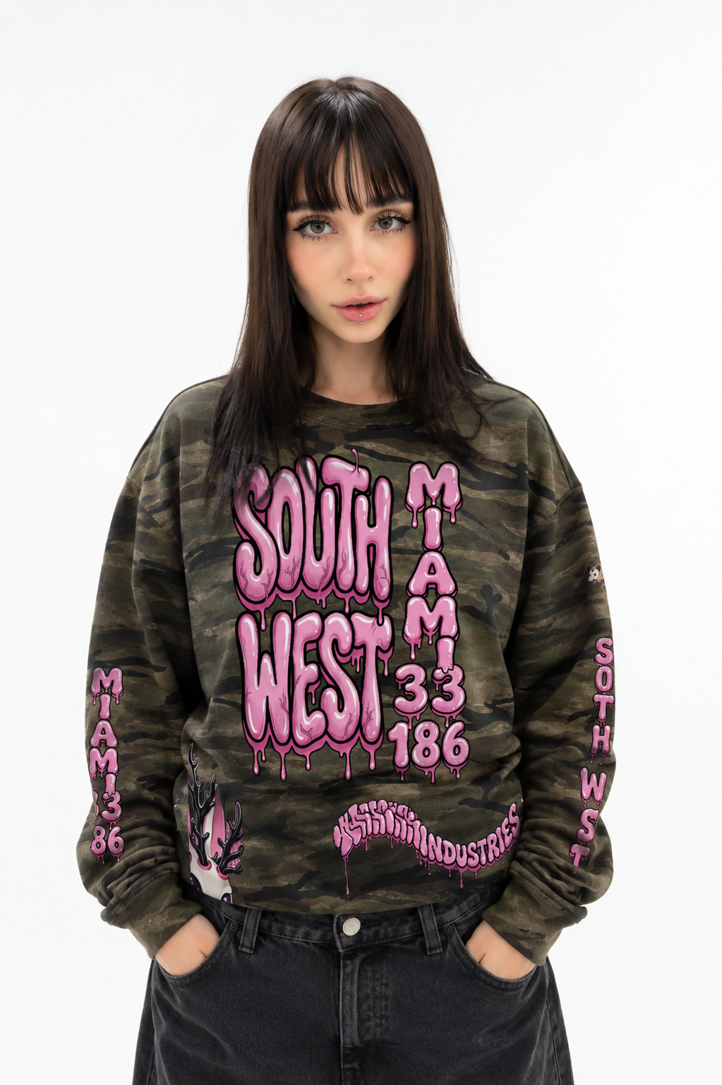 Unisex Oversized Heavyweight Camo Crewneck Sweatshirt (400GSM)