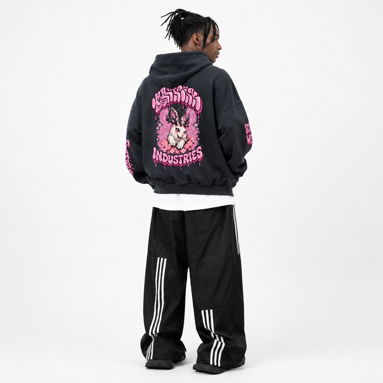 Xi-le bunny Heavyweight Reverse Pocket Design Distressed Hoodie (440GSM)
