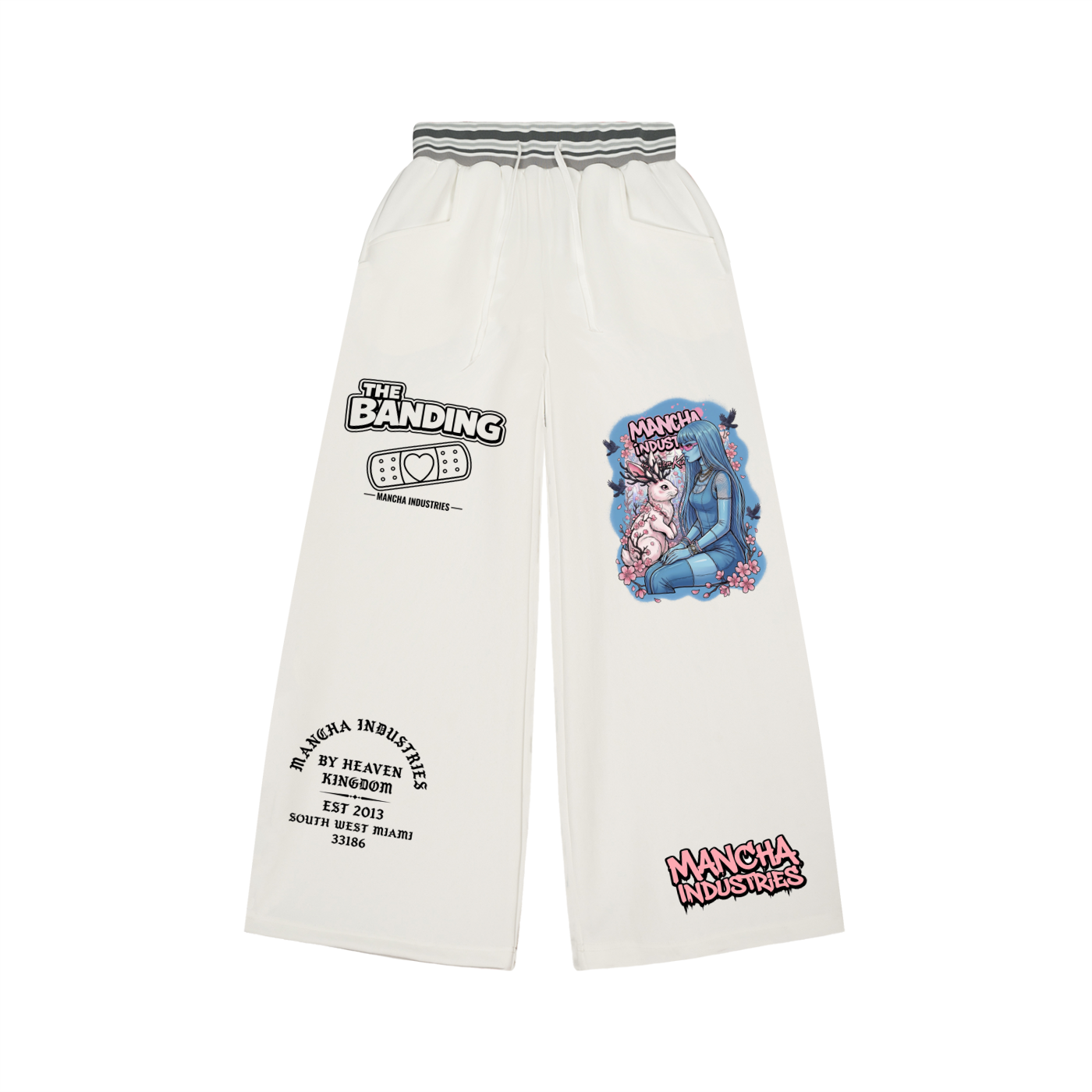 Striped Waist Wide Leg Pants