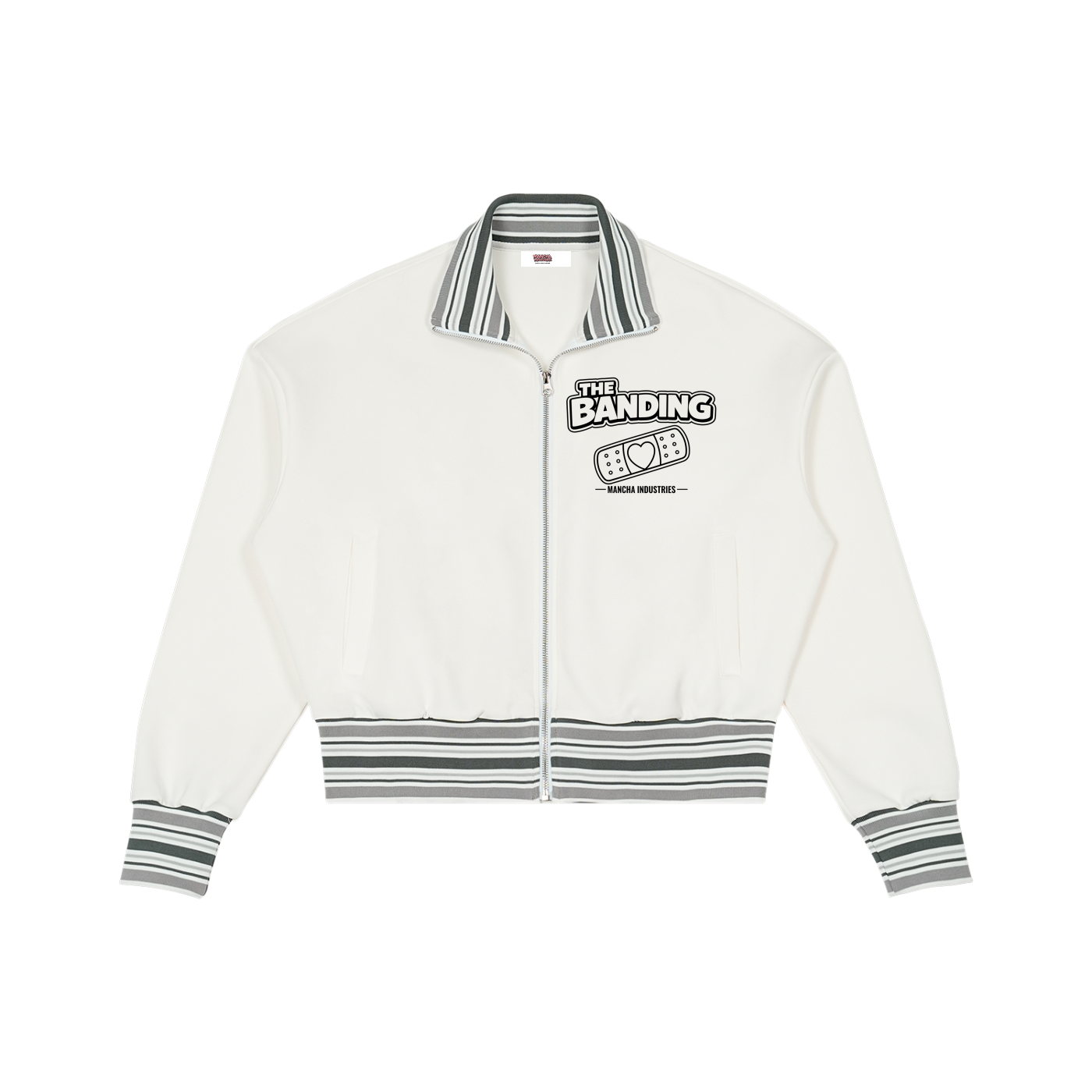 Striped Rib Collar Zip Jacket