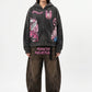 Unisex Heavyweight Washed Distressed Dystopian Streetwear Zip-Up Hoodie(420GSM)